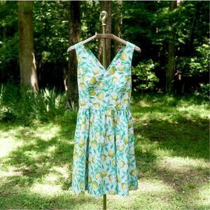 ELLE Lemon Fit and Flare Cotton Sundress